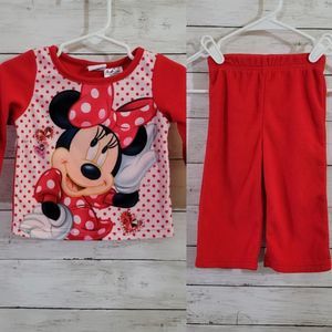 Baby Girls Disney Minnie Mouse Fleece Pajamas Long Sleeve Size 18 M